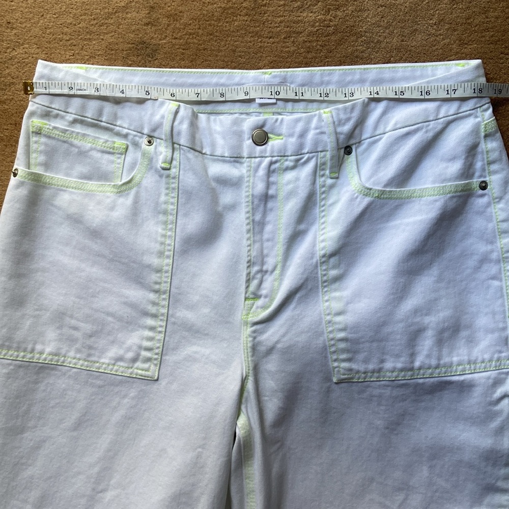 Good American Good '90s Carpenter in White High Waist Wide Leg Jeans, Size 14/32 - Picture 9 of 12